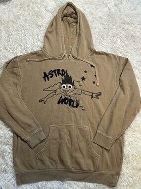 Travis Scott Astroworld Concert Look Mom I Can Fly Hoodie Tan Men's Size XL